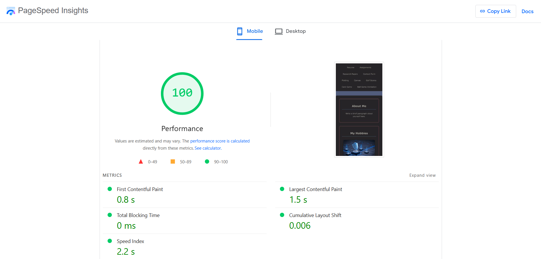PageSpeed Insights Mobile Report 2